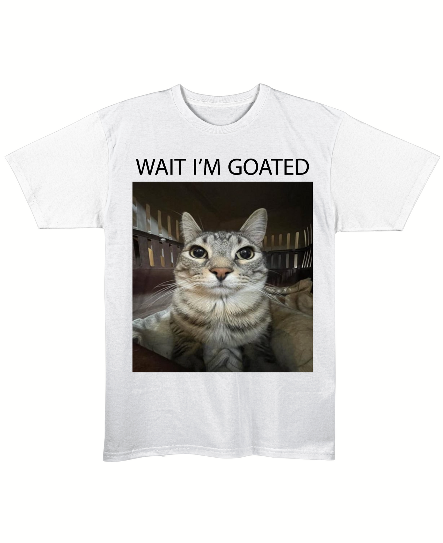 wait, i'm goated - Regular Fit Tee - White Front