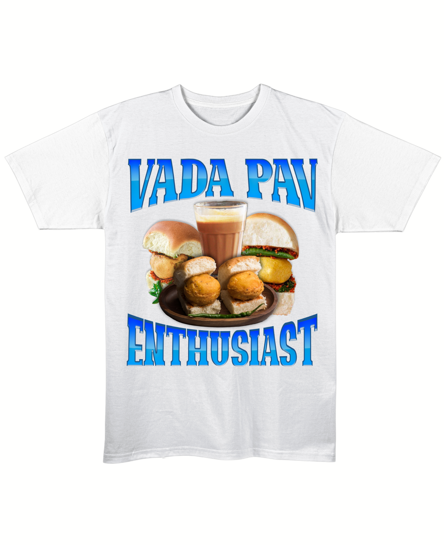 Vada Pav Enthusiast - Regular Fit Tee - White Front View