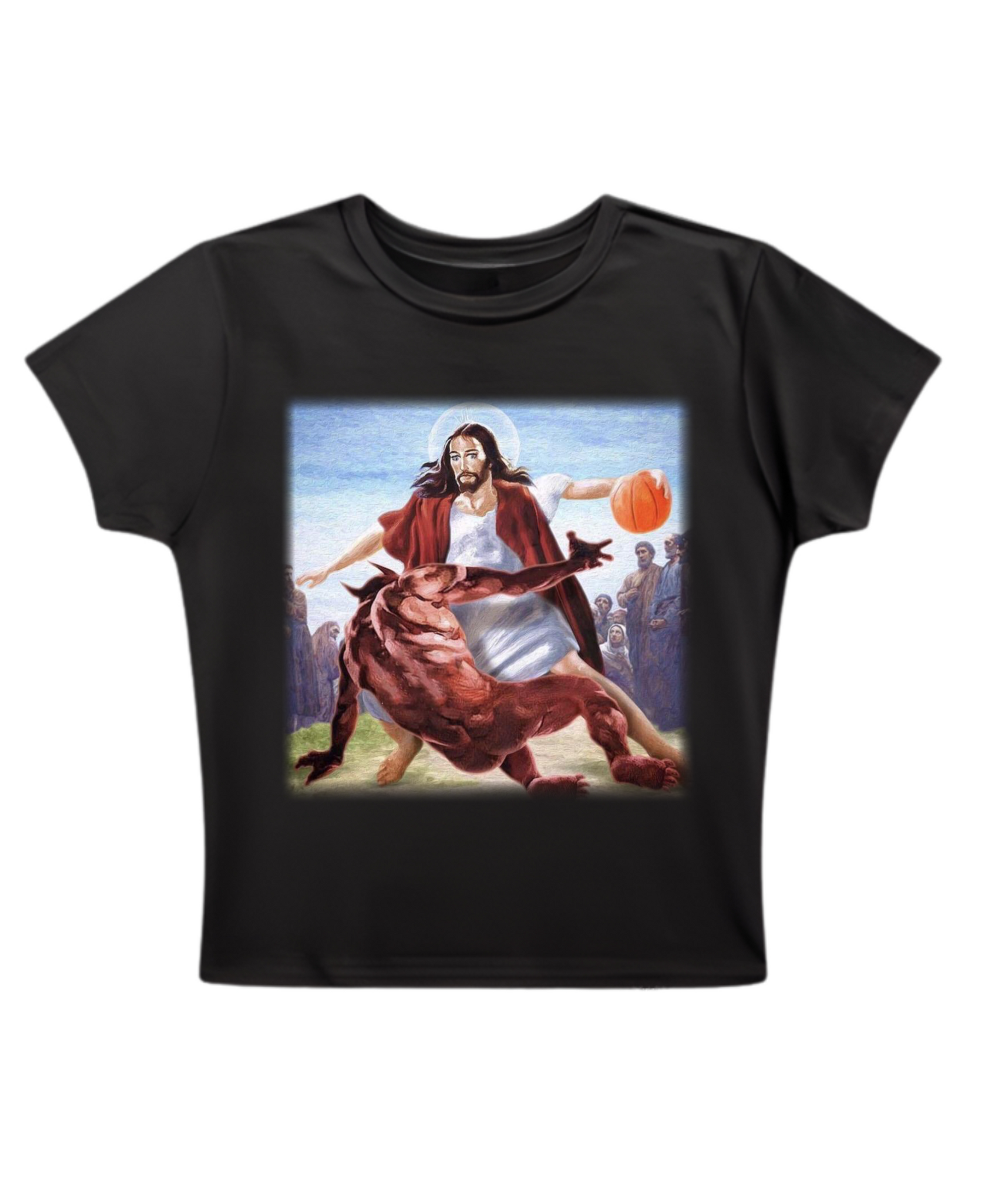 Holy Basketball - Baby Tee - Black Front