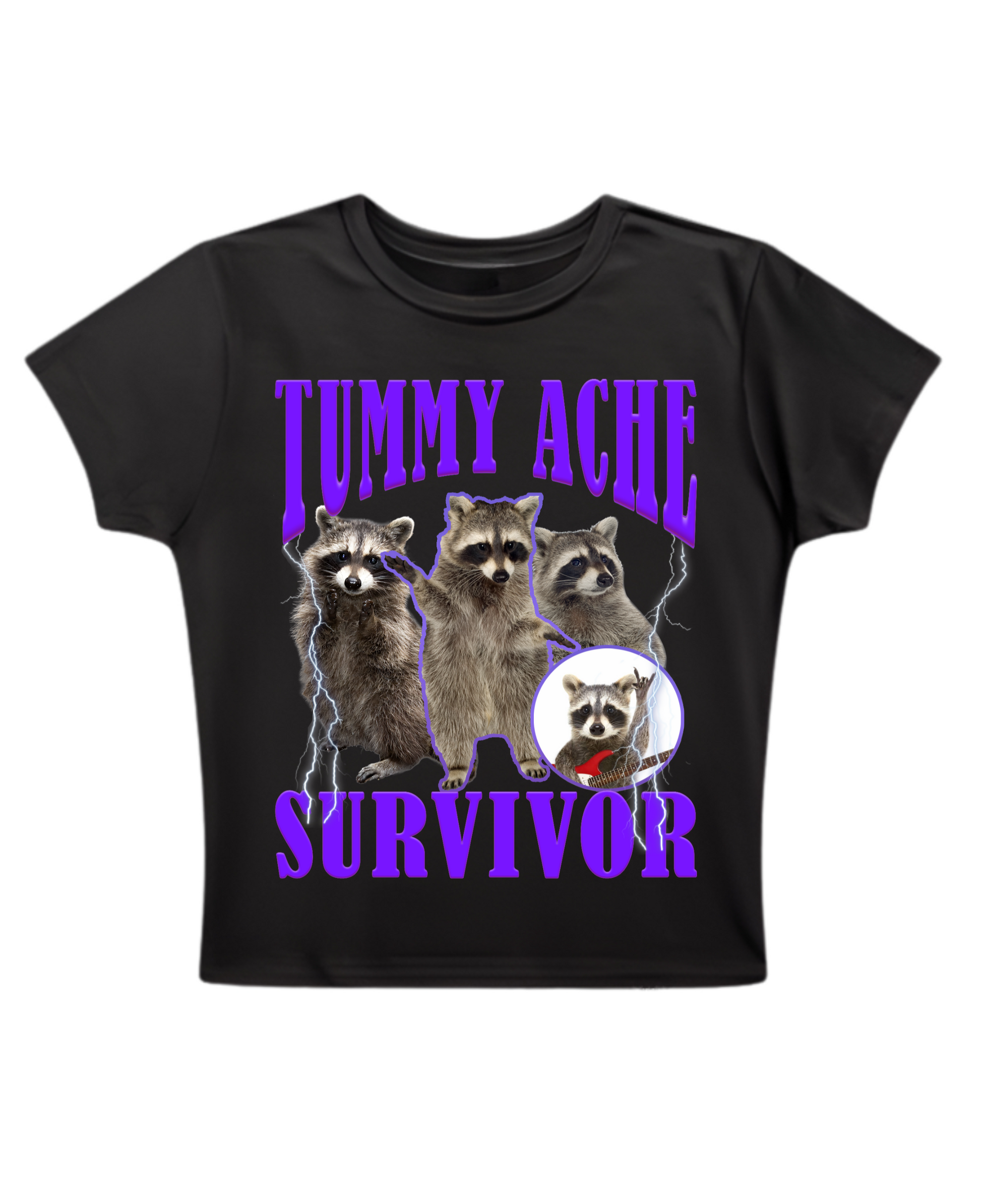 Tummy Ache Survivor - Baby Tee - Black Front