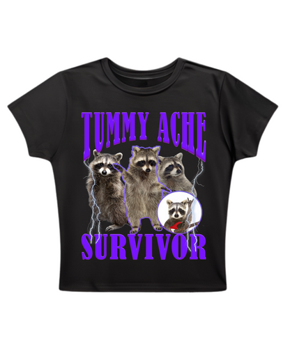 Tummy Ache Survivor - Baby Tee - Black Front