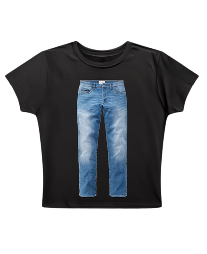 Jeans - Baby Tee - Black Baby Tee Front