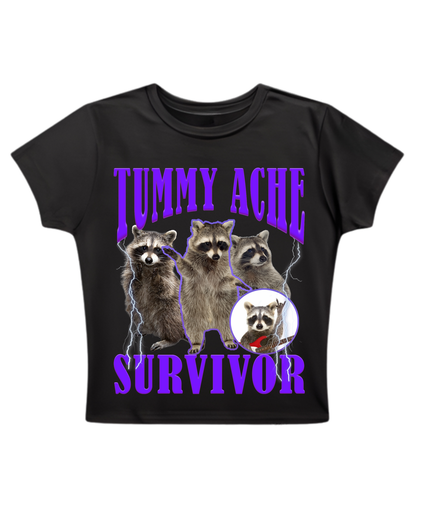 Tummy Ache Survivor - Baby Tee - Black Baby Tee Front