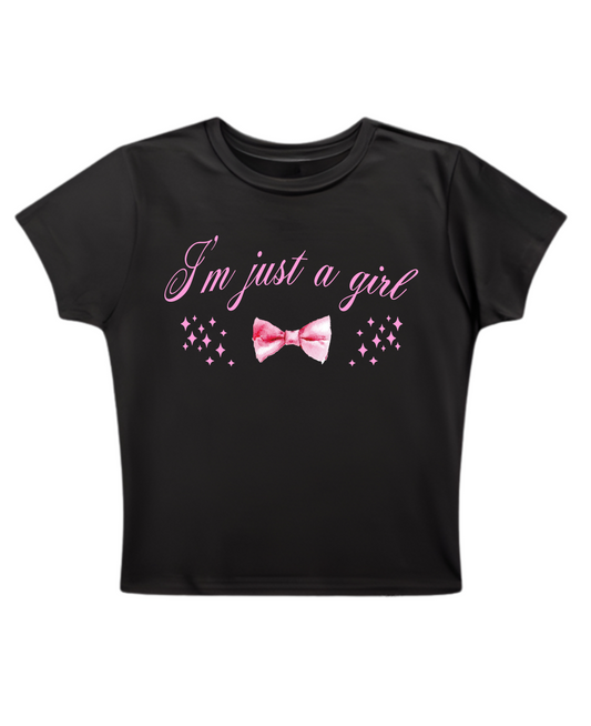 I'm just a girl - Baby Tee - Black Baby Tee Front