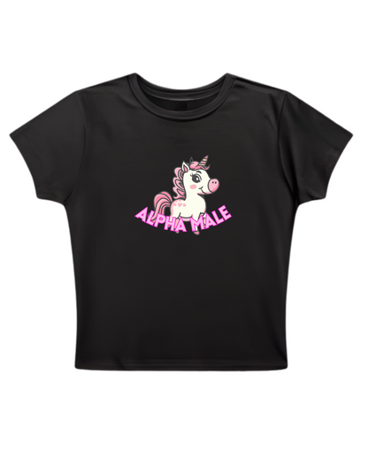 Alpha Male - Baby Tee - Black Baby Tee Front