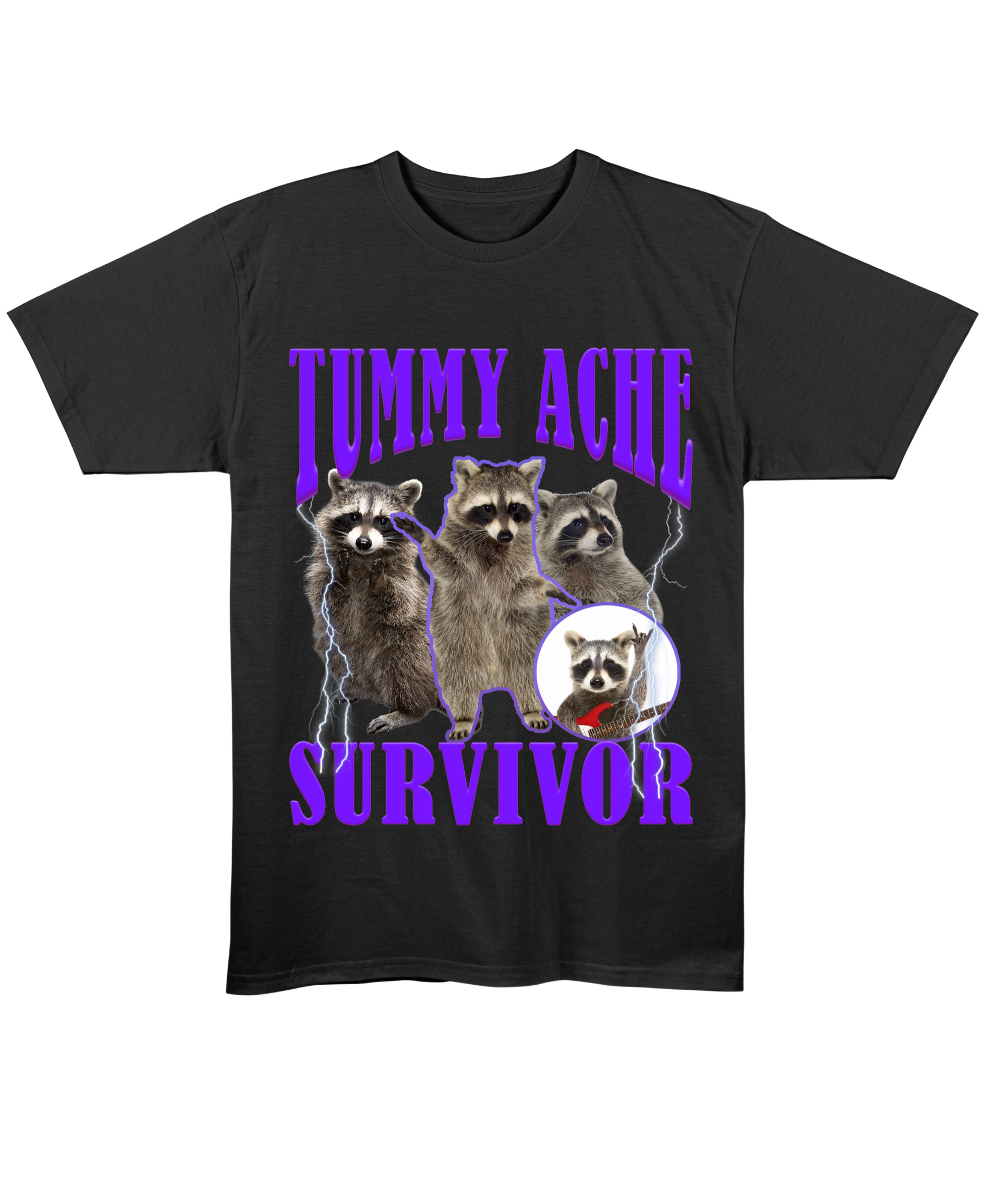 Tummy Ache Survivor - Regular Fit Tee - Black Front