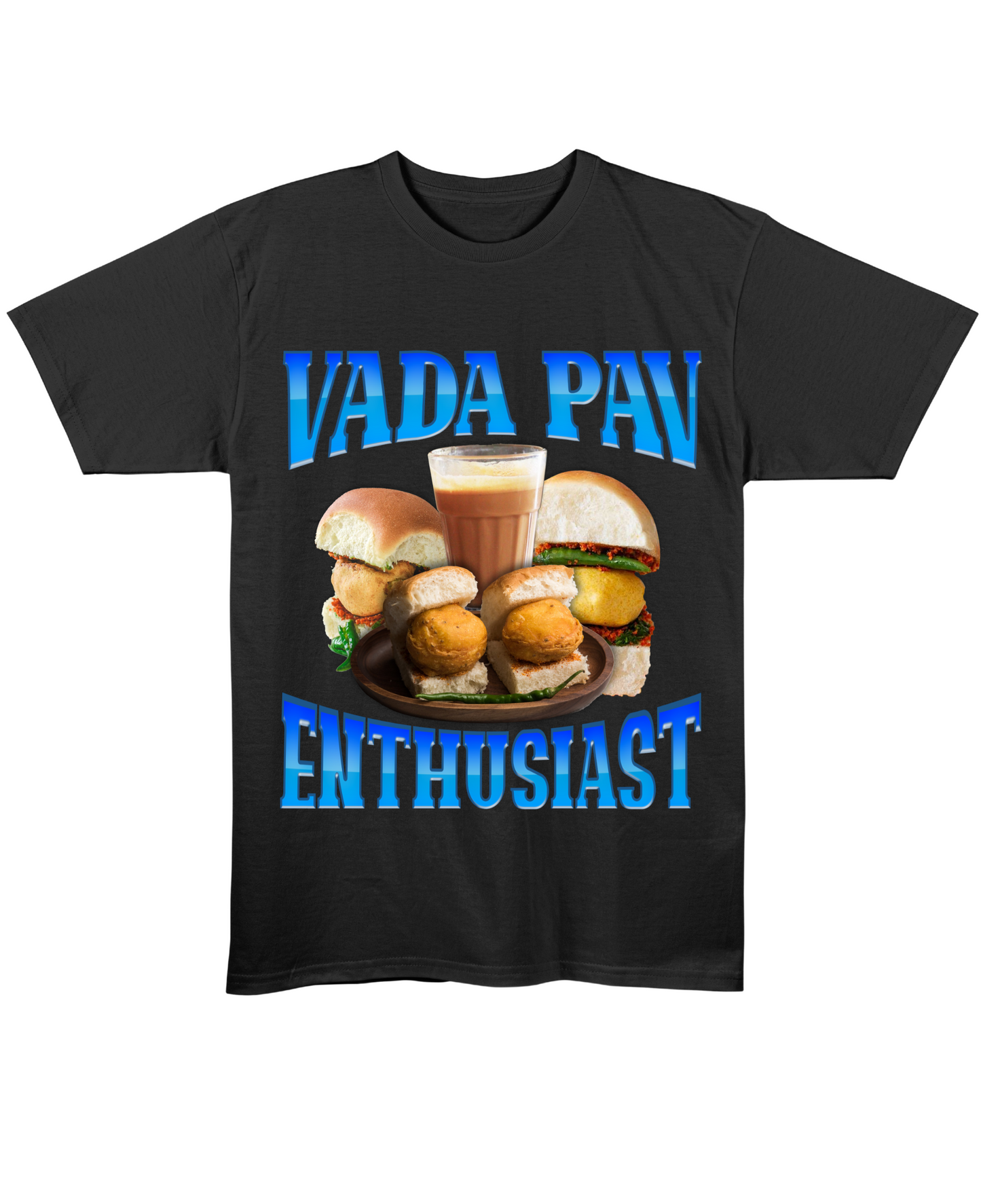 Vada Pav Enthusiast - Regular Fit Tee - Black Front View