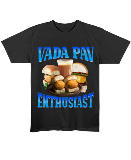 Vada Pav Enthusiast - Regular Fit Tee - Black Front View