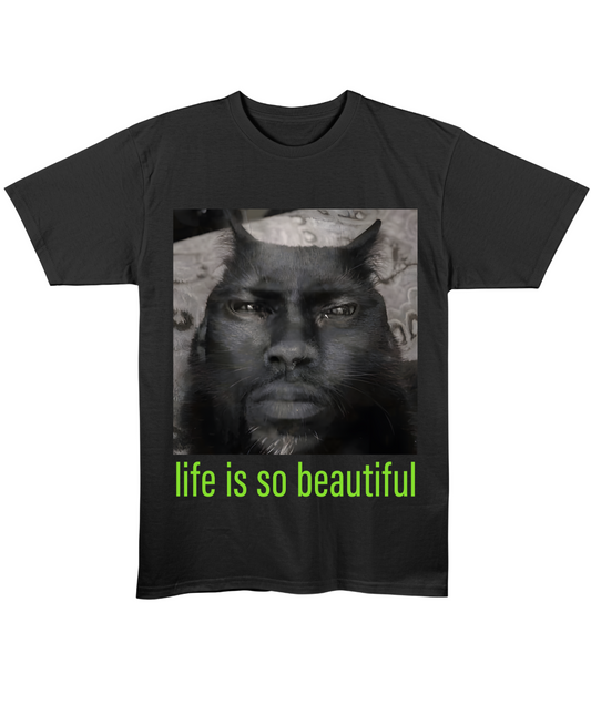 life is so beautiful - Oversized Tee - Black Front
