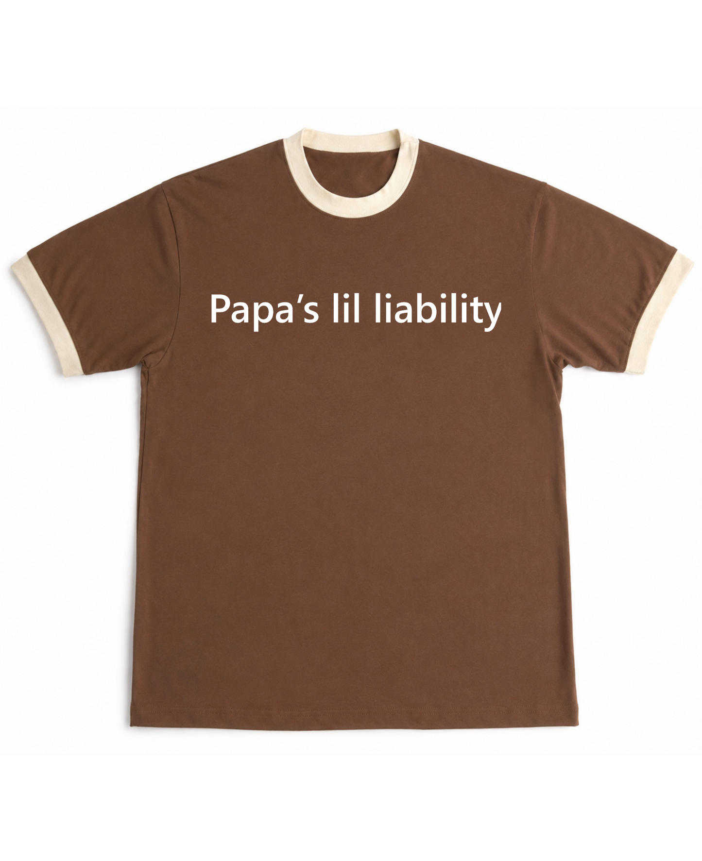 Papa's lil liability - RInger Tee - Mousse & Cream Ringer tee Front