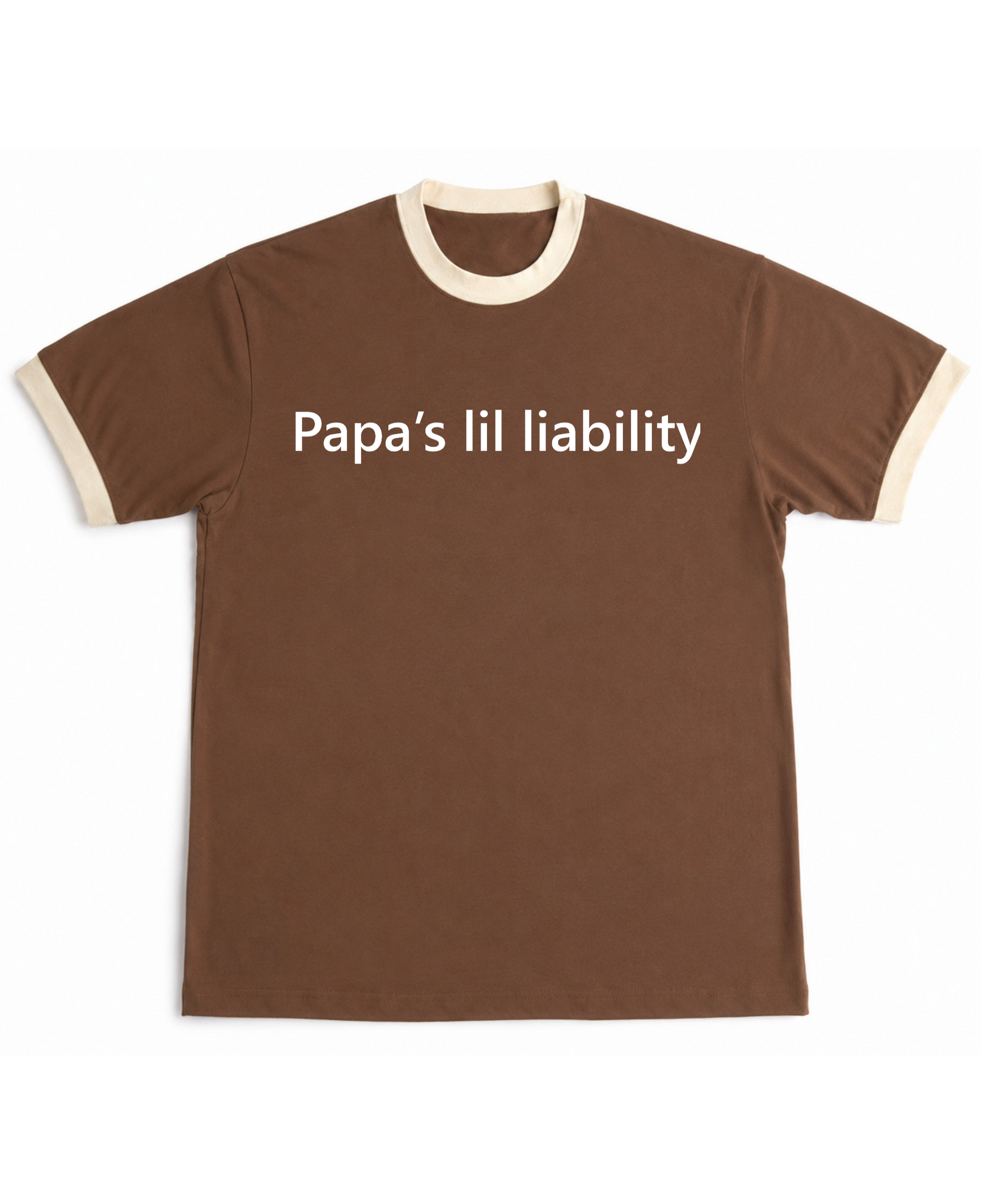 Papa's lil liability - RInger Tee - Mousse & Cream Ringer tee Front