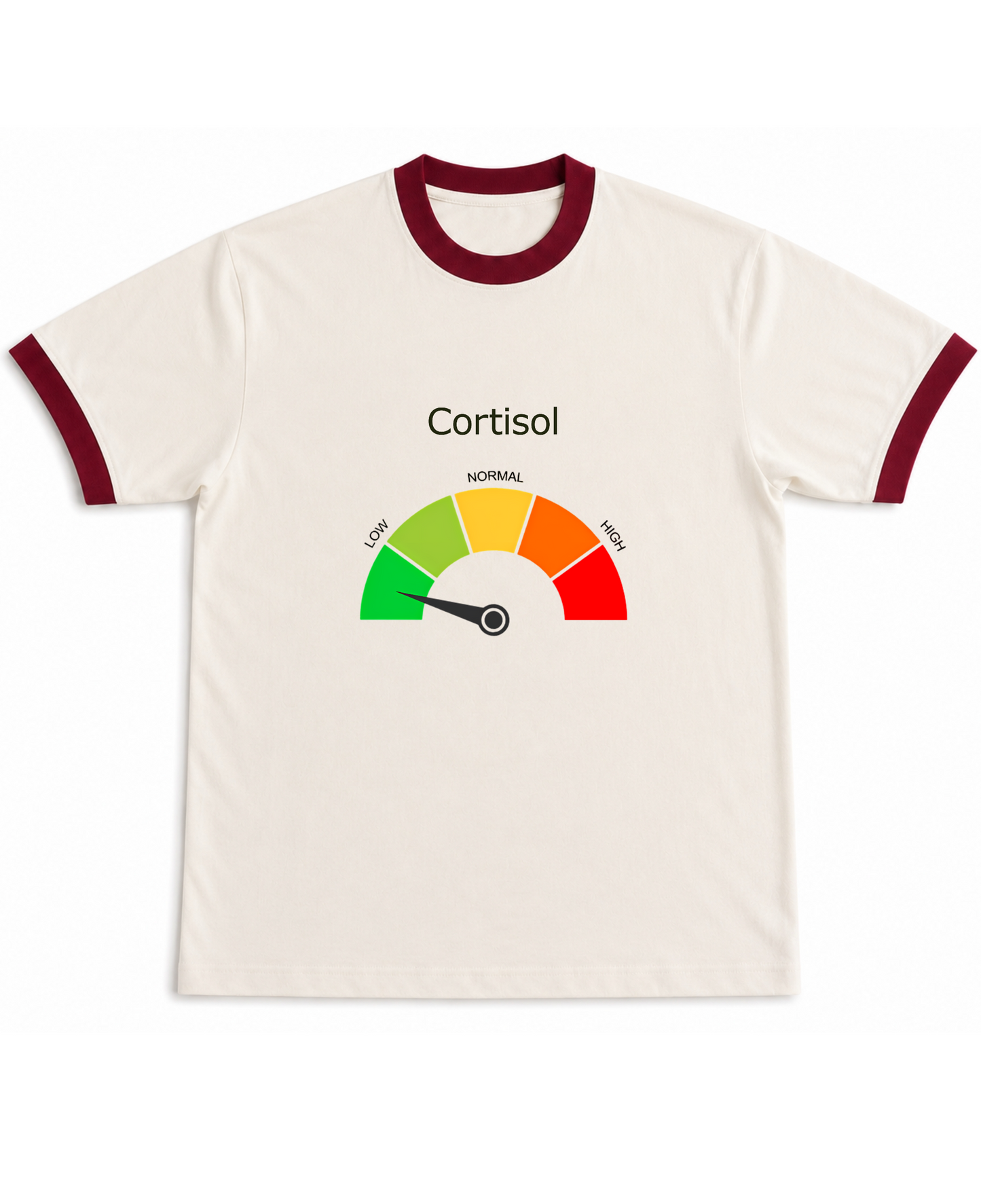 Low Cortisol - Ringer Tee - Off White & Maroon Ringer tee Front