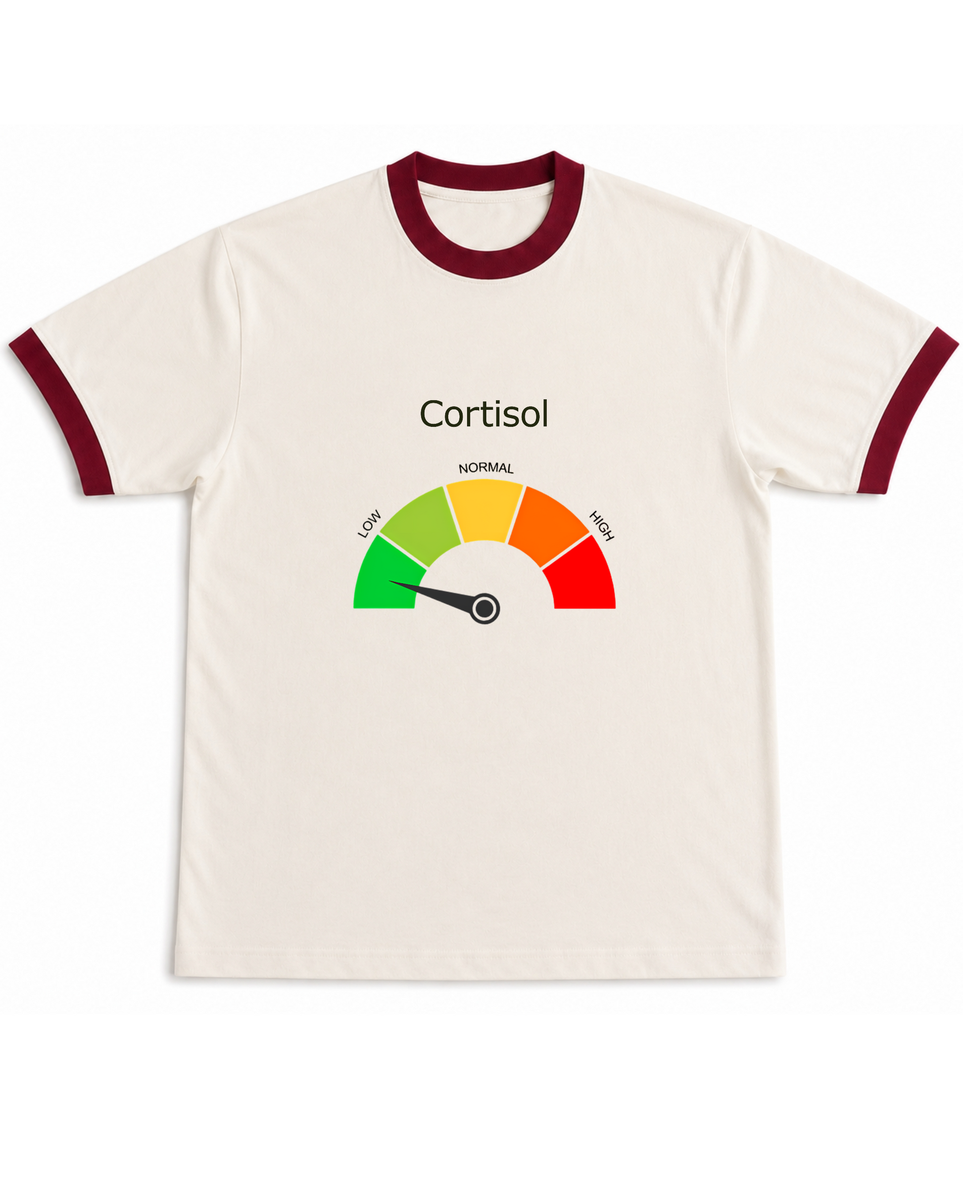 Low Cortisol - Ringer Tee - Off White & Maroon Ringer tee Front
