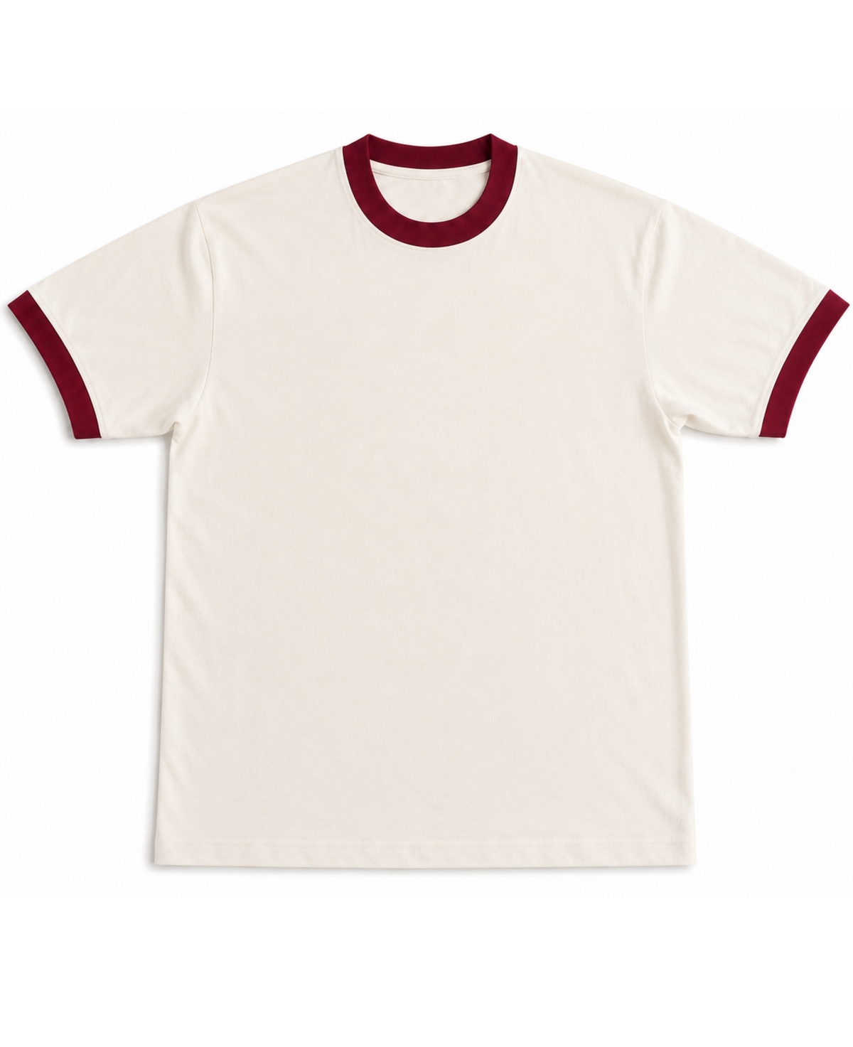 2 - Off White & Maroon Ringer tee Front