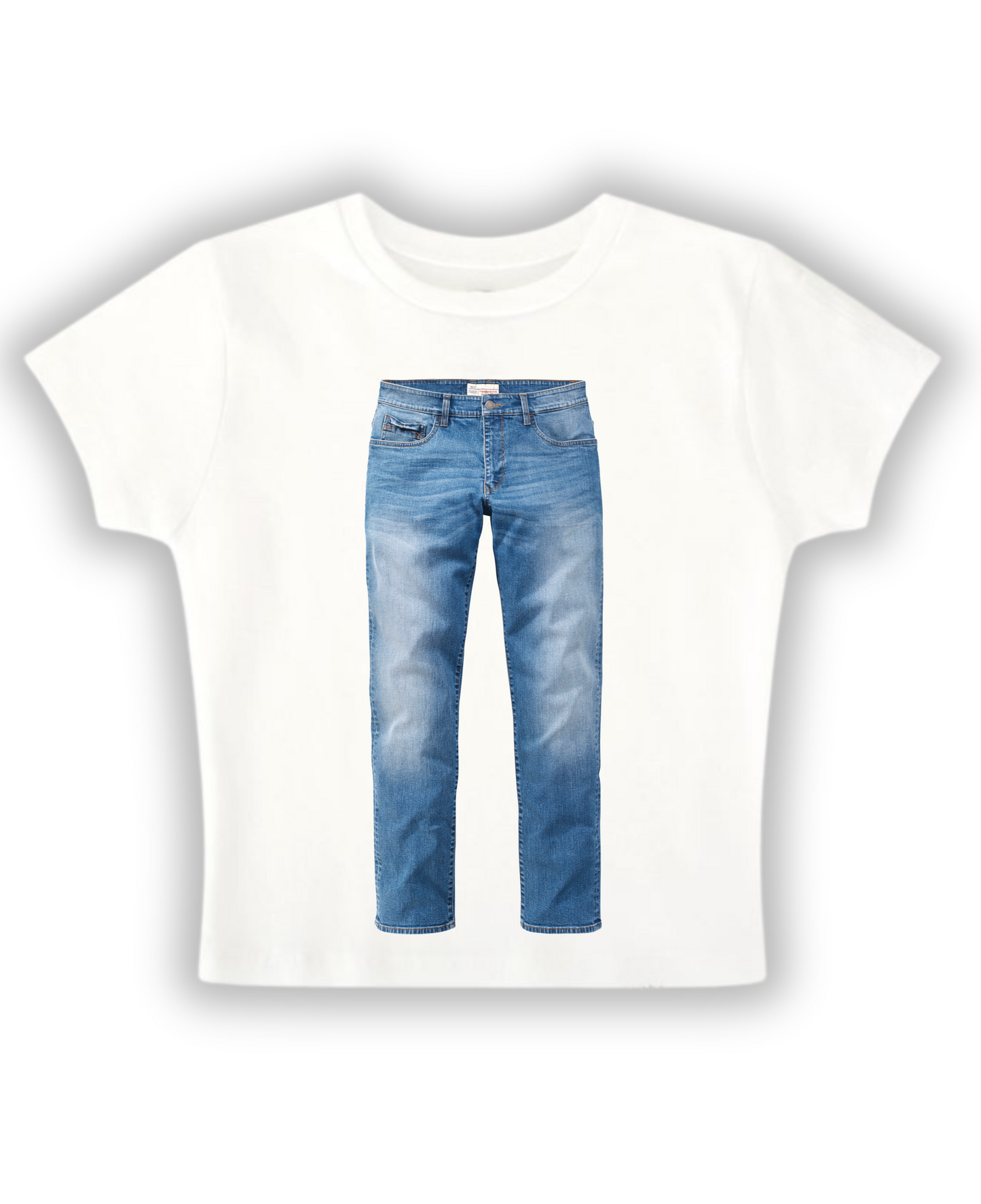 Jeans - Baby Tee - White Baby Tee Front