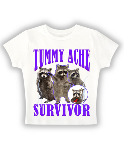 Tummy Ache Survivor - Baby Tee - White Baby Tee Front