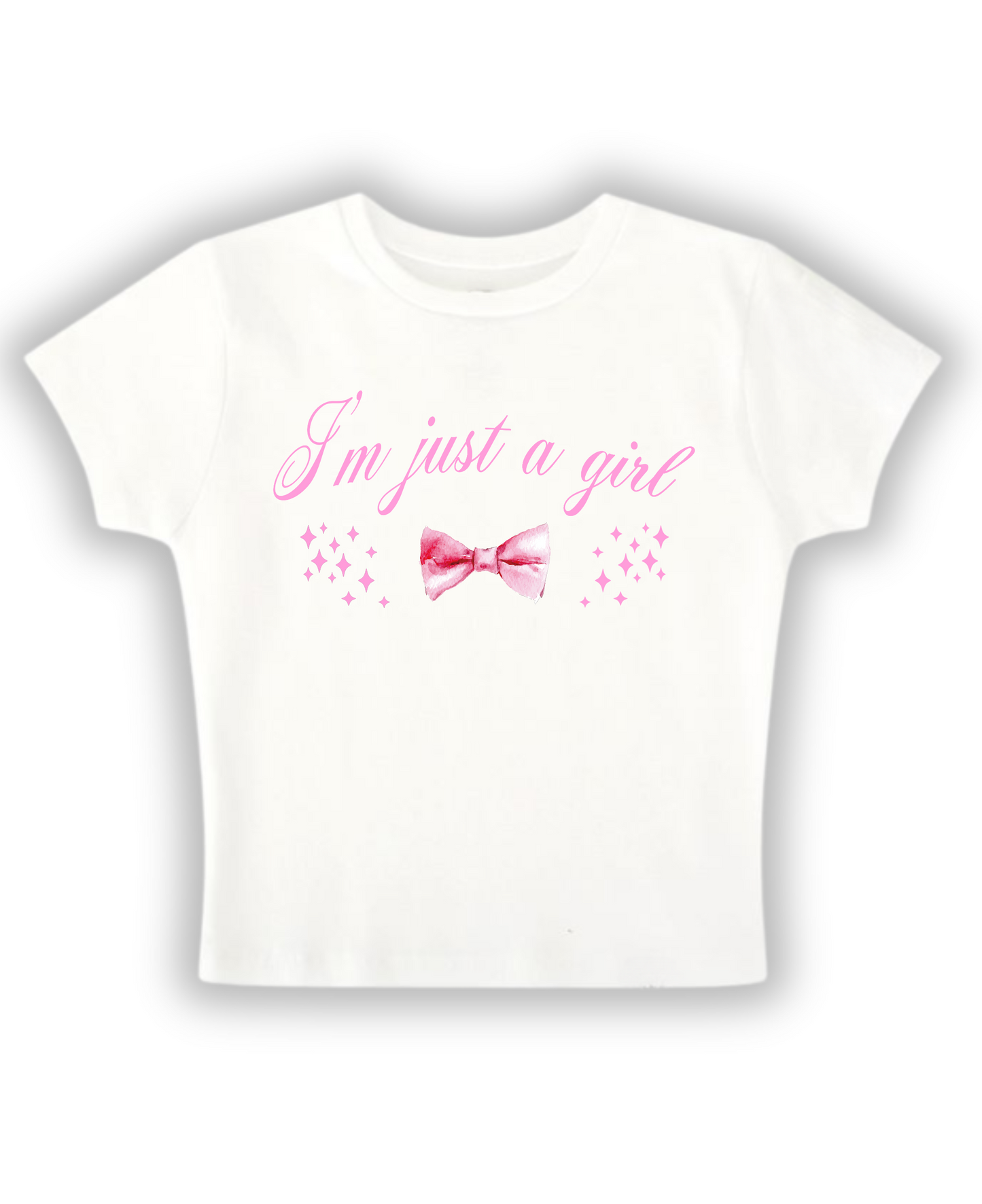 I'm just a girl - Baby Tee - White Baby Tee Front