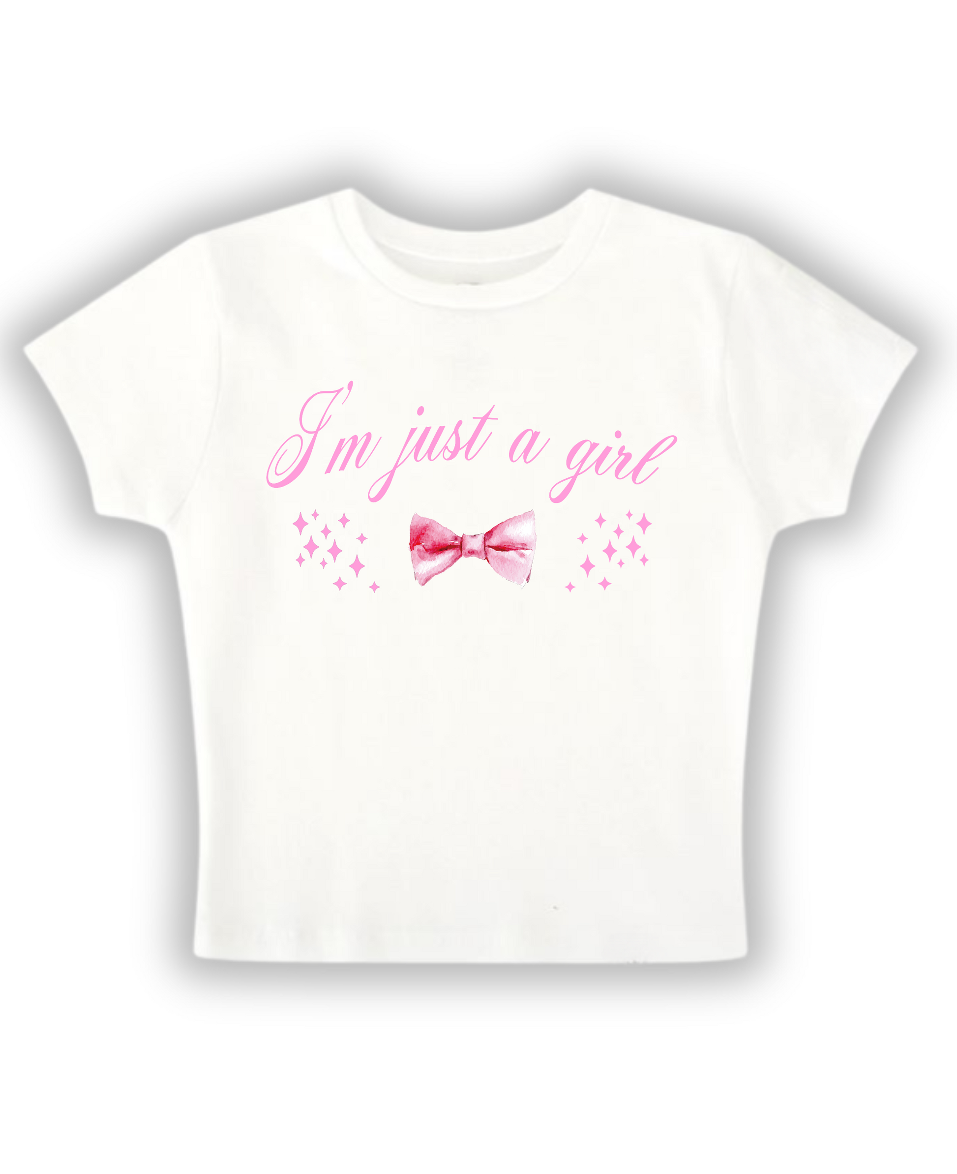I'm just a girl - Baby Tee - White Baby Tee Front