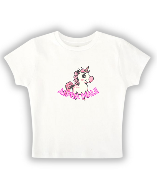 Alpha Male - Baby Tee - White Baby Tee Front
