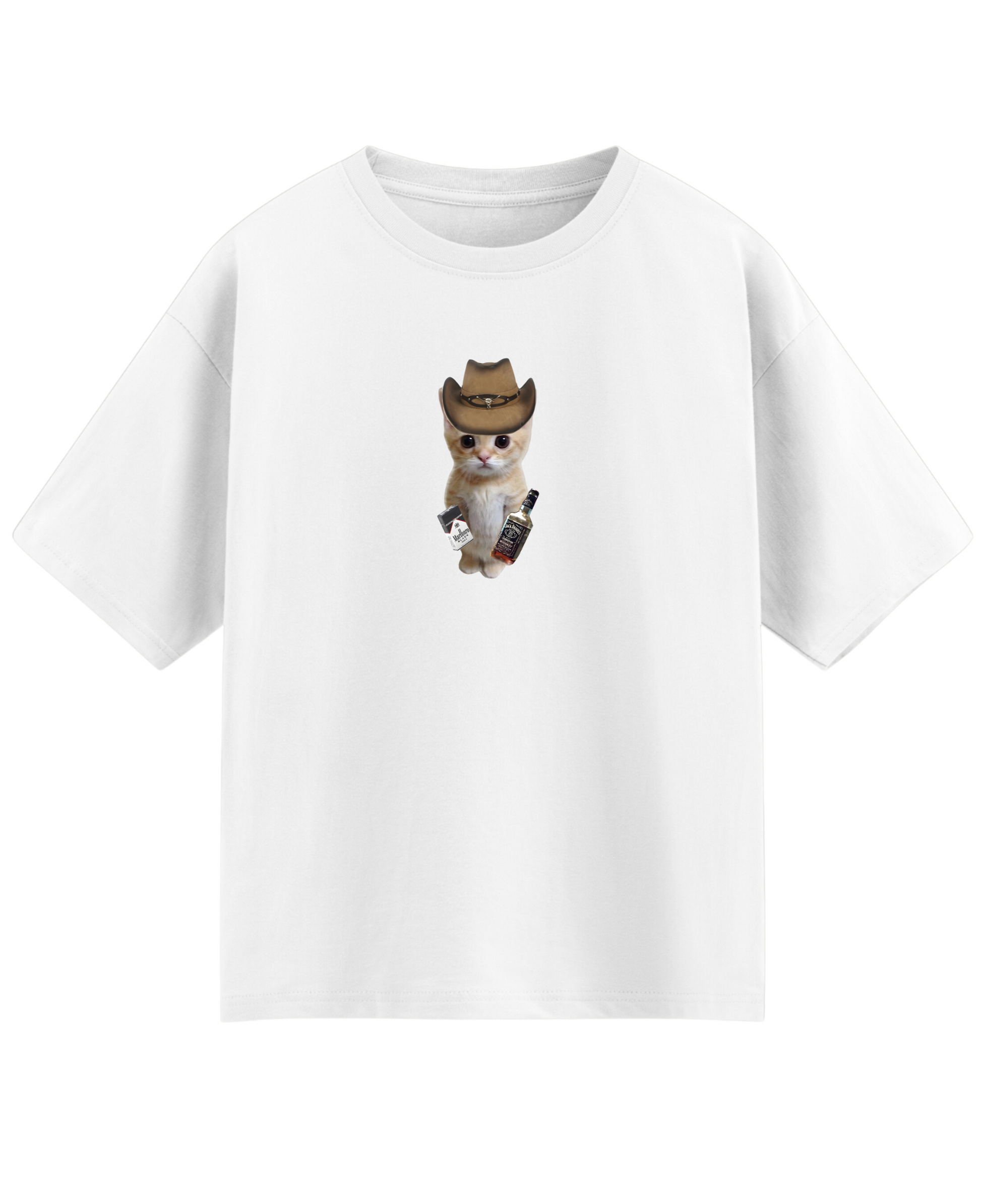 Hell Yeah (Marlboro and Jack Daniels) - Oversized Tee - White Front View