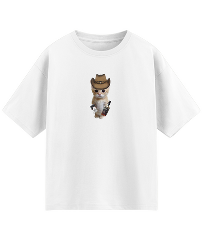 Hell Yeah (Marlboro and Jack Daniels) - Oversized Tee - White Front View