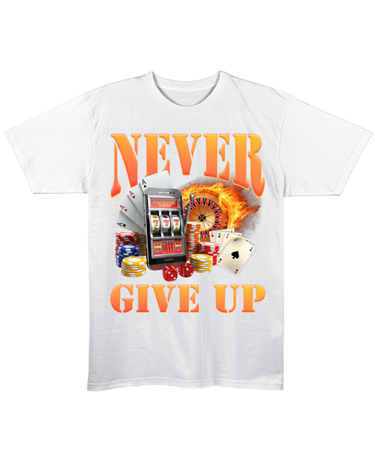 Never Give Up - Regular Fit Tee - White Front