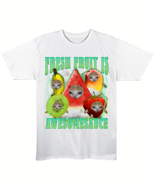 Fresh Fruit is AWESOMESAUCE - Regular Fit Tee - White Front