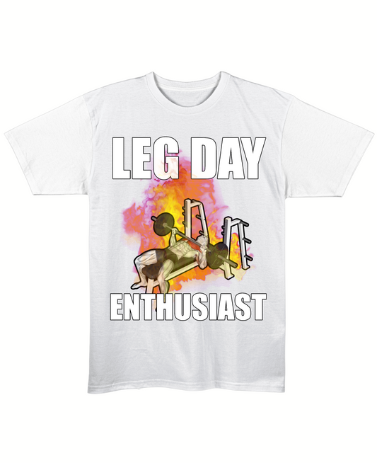 Leg Day Enthusiast - Regular Fit Tee - White Front