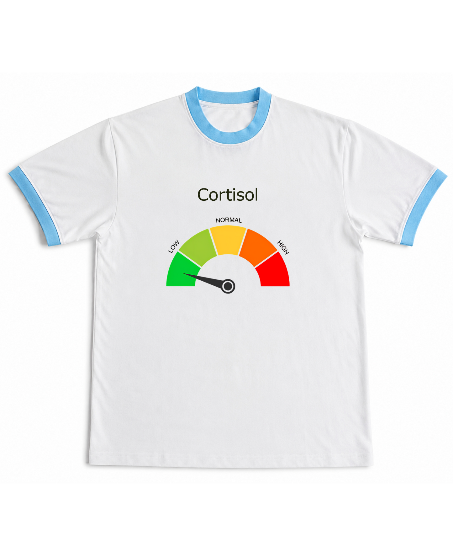 Low Cortisol - Ringer Tee - White & Sky Blue Ringer tee Front