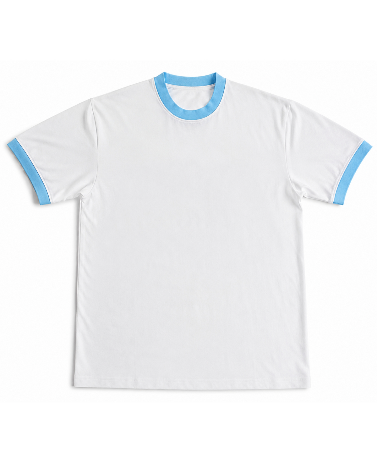 2 - White & Sky Blue Ringer tee Front