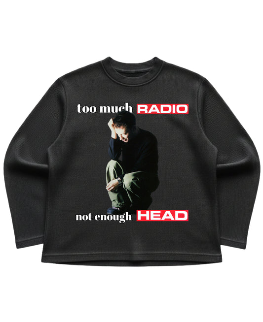 Black waffle knit oversized full-sleeve Front Design